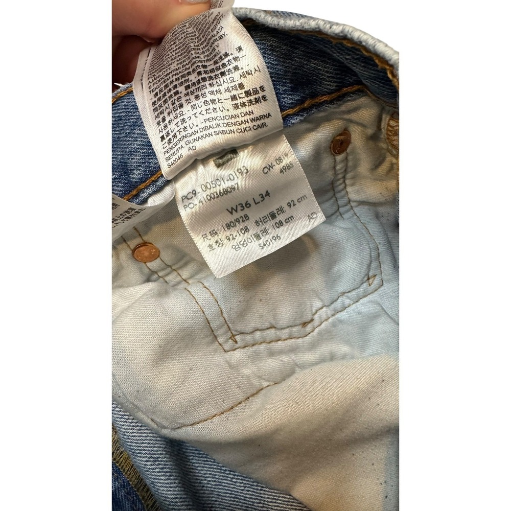 Levi's 501 Mens Jeans Button Fly Blue Work Straight Leg W36 L34 Actual W35 x L32 - Picture 5 of 9
